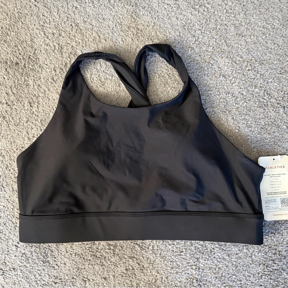 NWT Fabletics Women's Black High-Neck Sports Bra